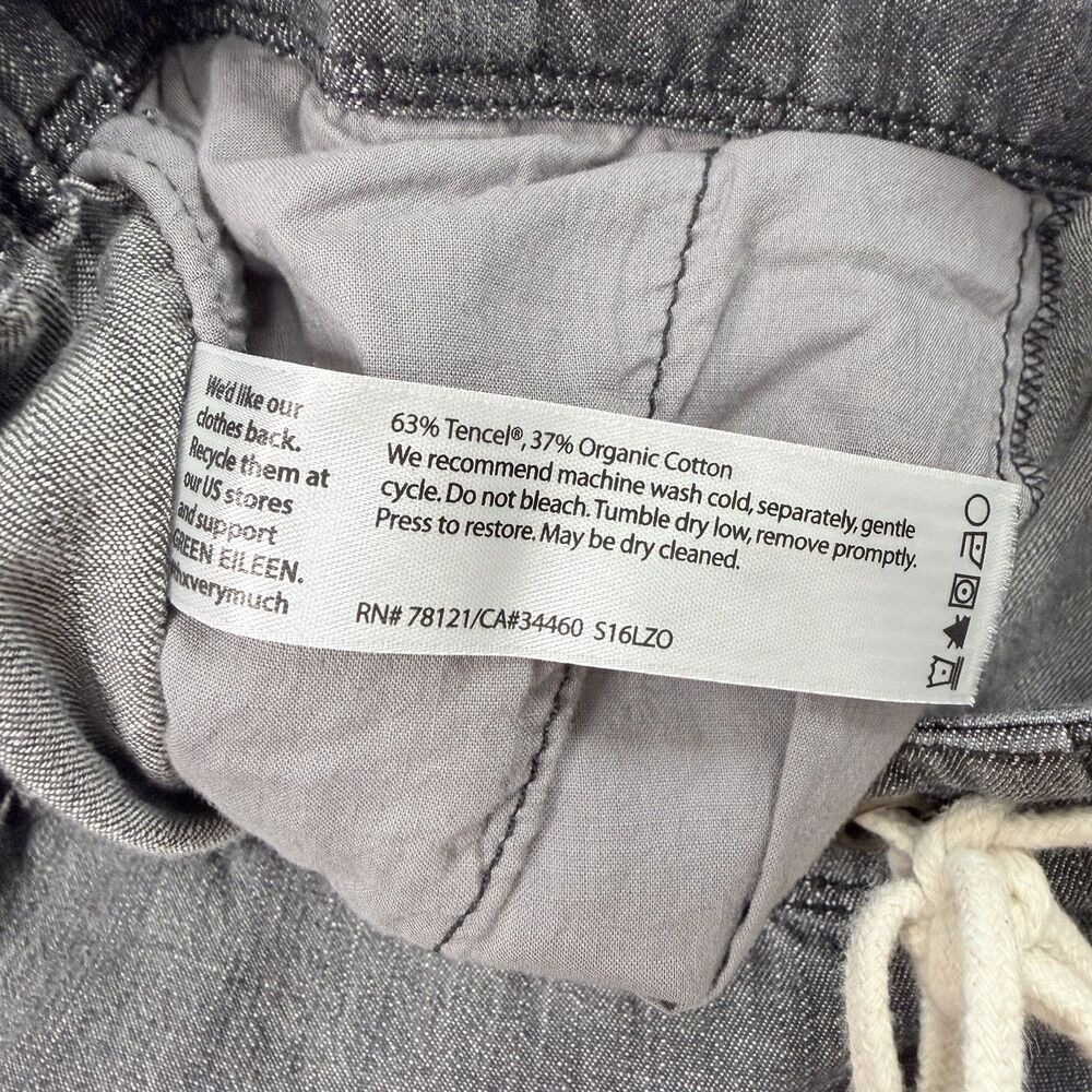 Eileen Fisher Tencel Organic Cotton Ankle Pants Gray MEDIUM Pull On Coastal - Picture 8 of 10